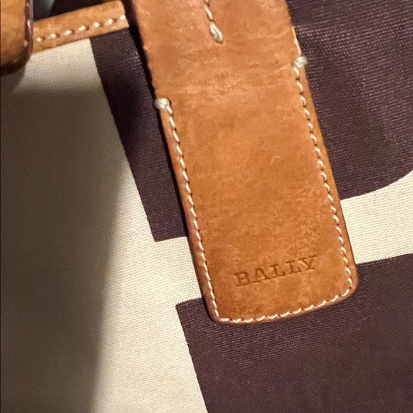 Bally Cream, Red, and Brown Geometric Tote - Picture 2 of 11